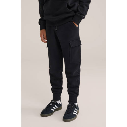 WE Fashion Blue Ridge slim fit cargo joggingbroek zwart afbeelding