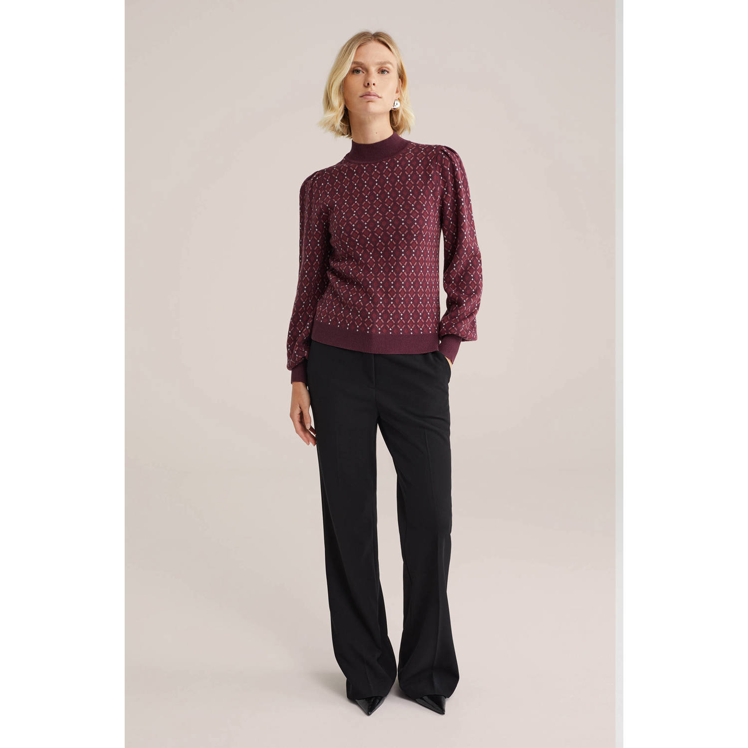 WE Fashion trui rood fijn gebreid