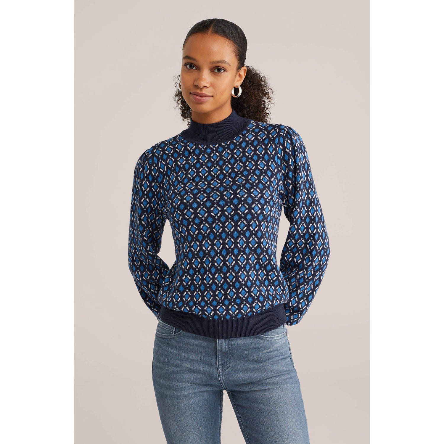 WE Fashion trui blauw fijn gebreid