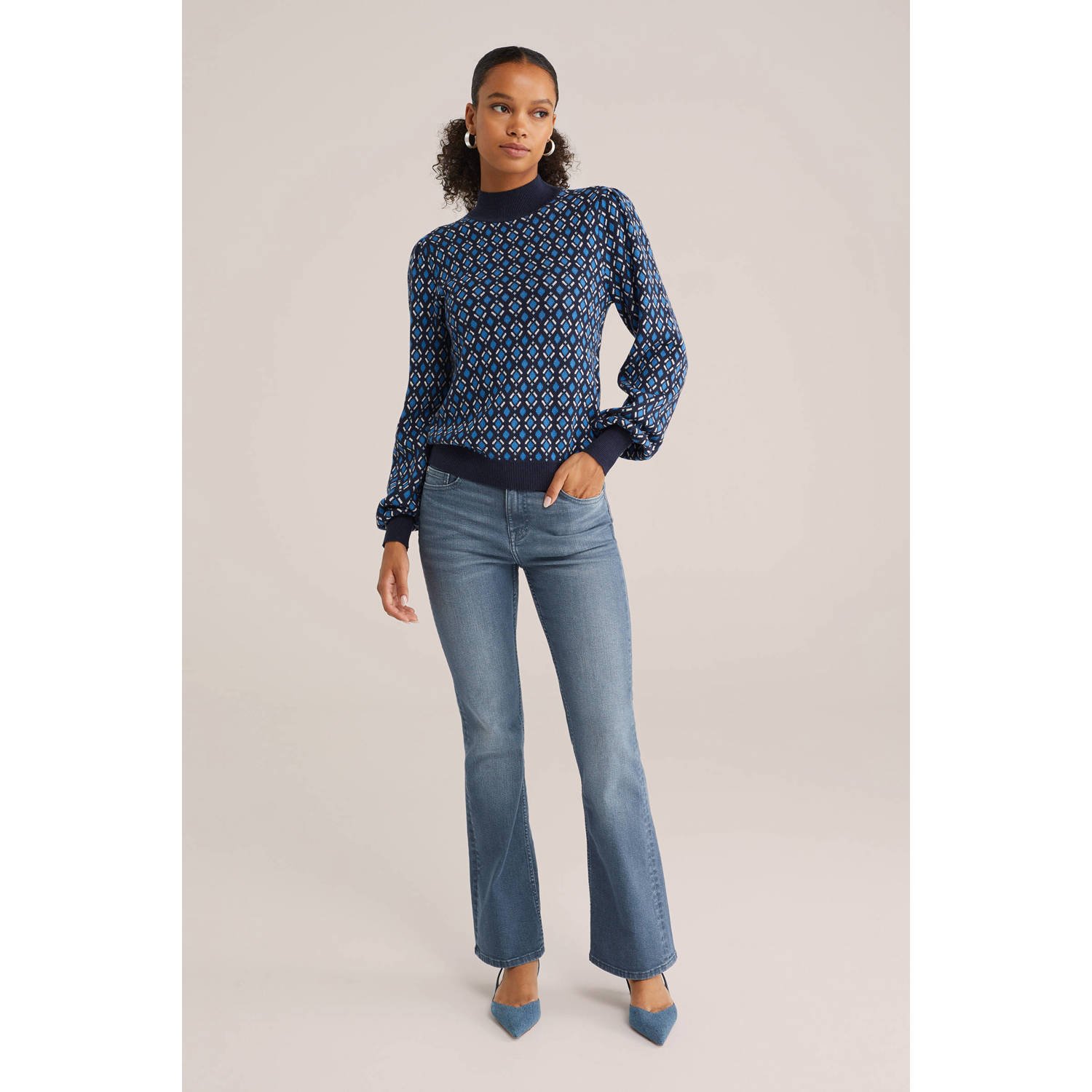 WE Fashion trui blauw fijn gebreid