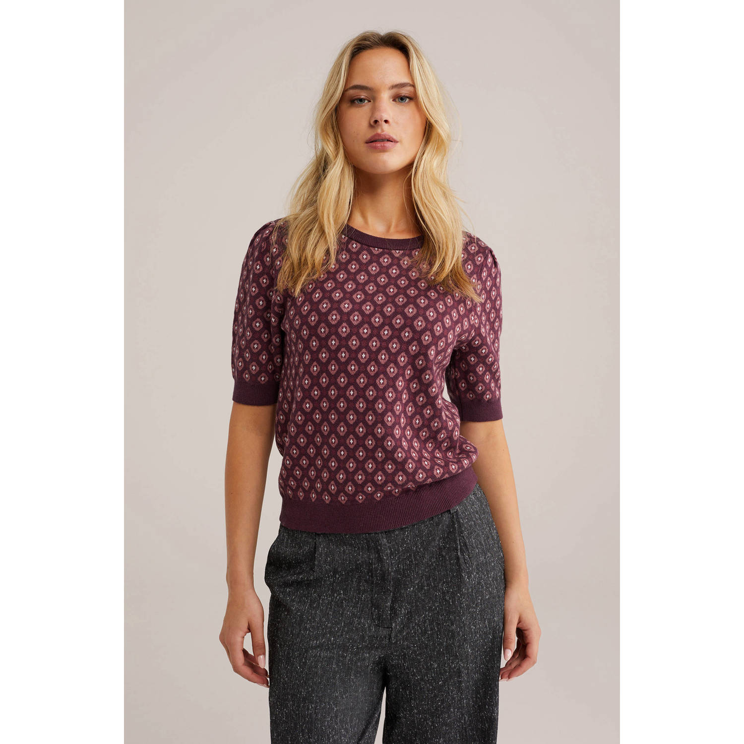 WE Fashion gebreide trui donkerrood