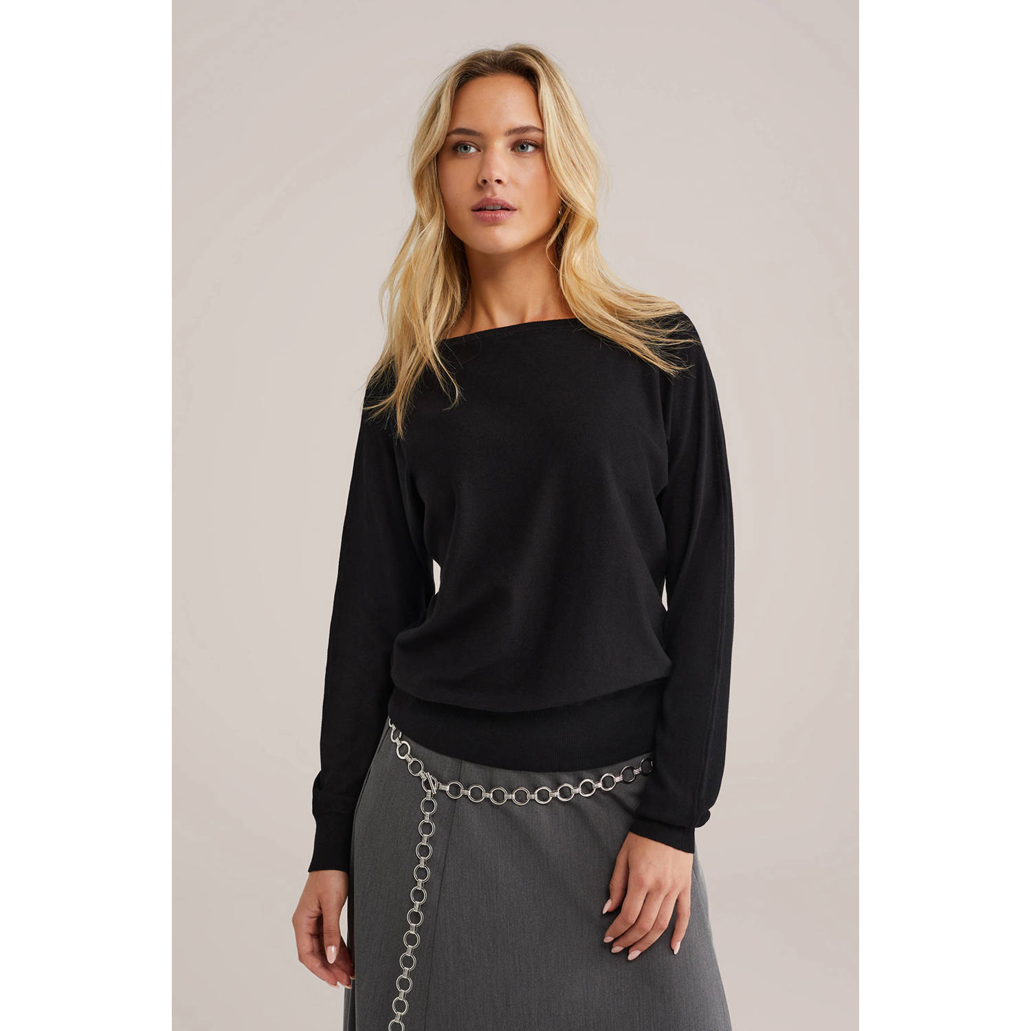 WE Fashion gebreide trui zwart