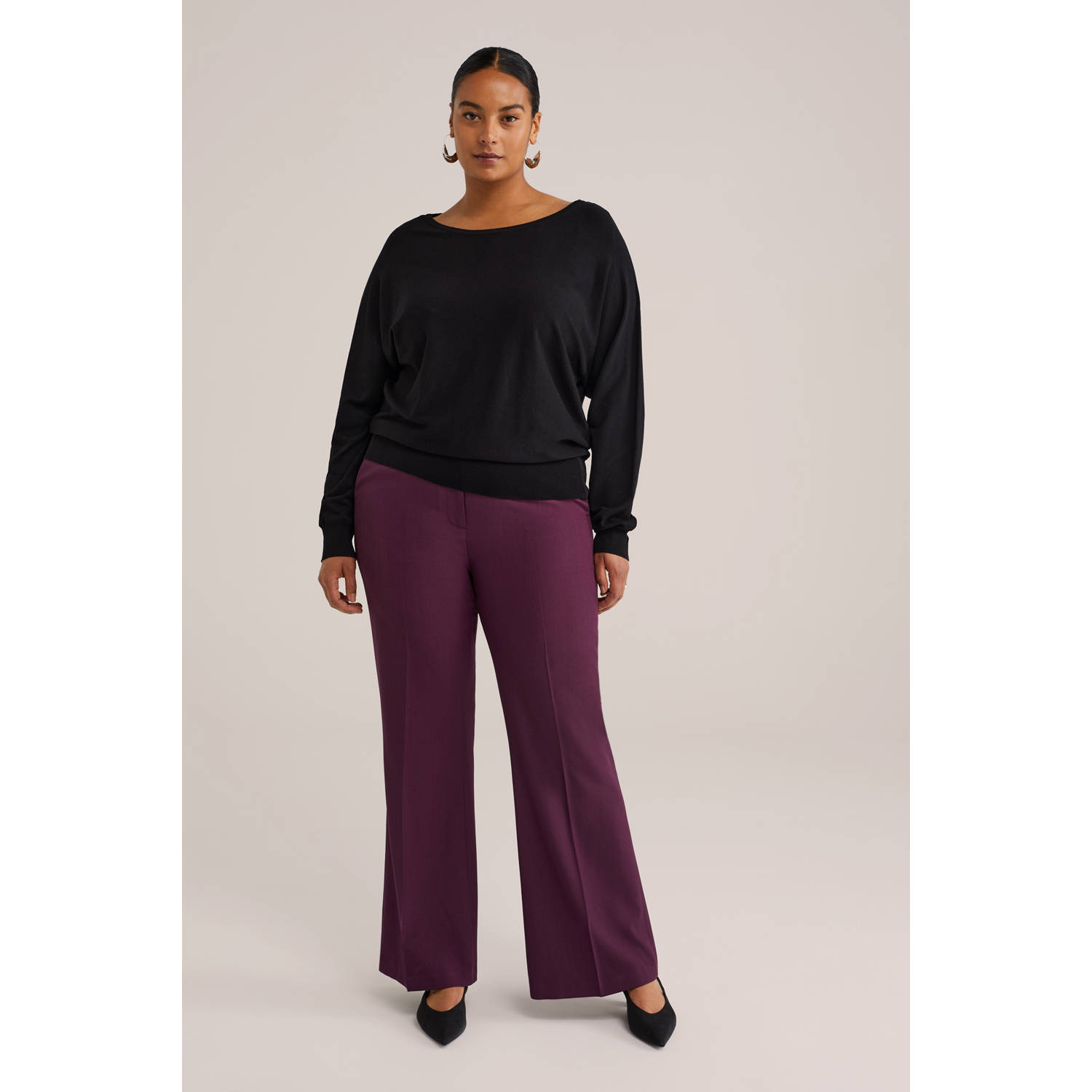 WE Fashion Curve pullover trui zwart