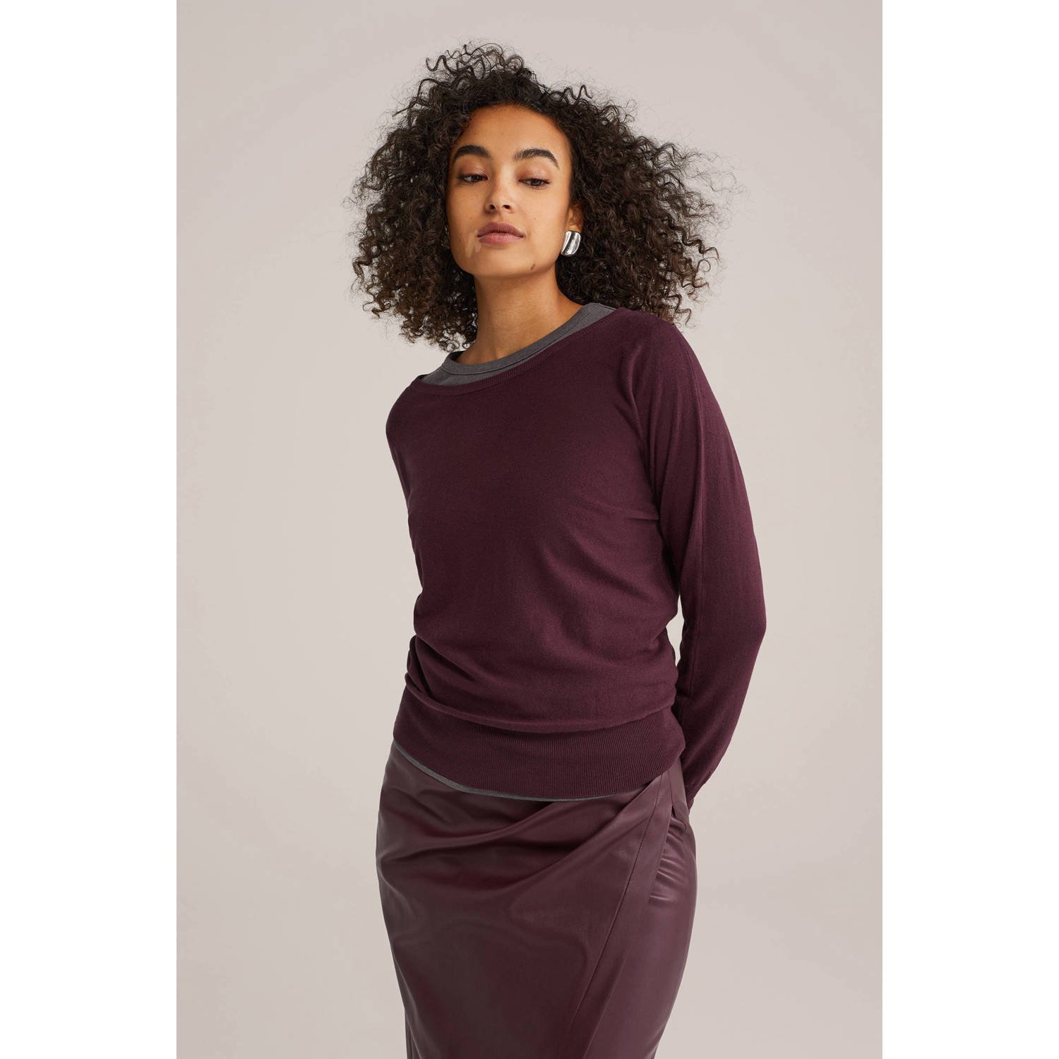 WE Fashion gebreide trui donkerrood