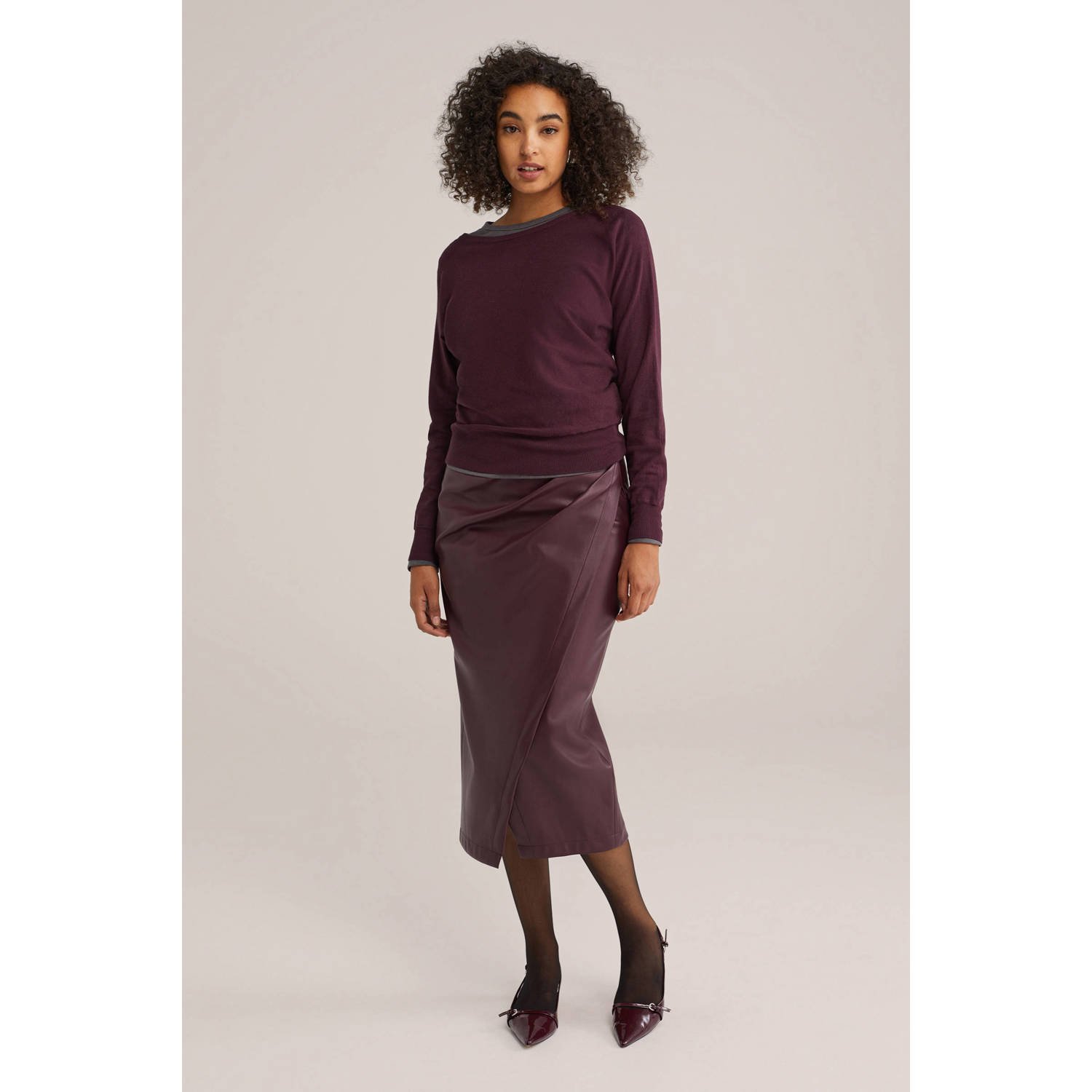 WE Fashion gebreide trui donkerrood