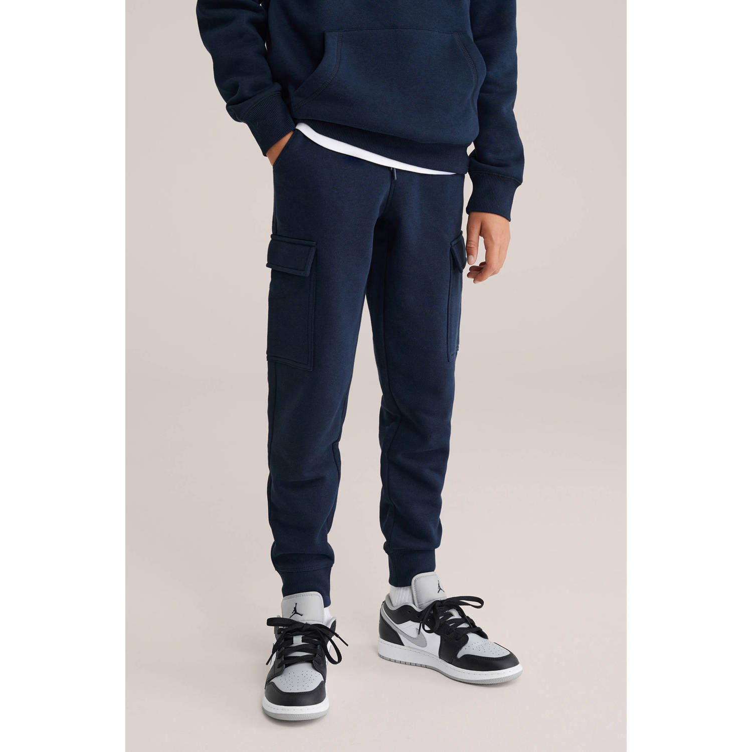 WE Fashion Blue Ridge slim sweatpant donkerblauw