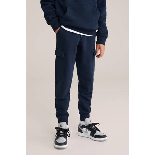 WE Fashion Blue Ridge slim sweatpants donkerblauw afbeelding