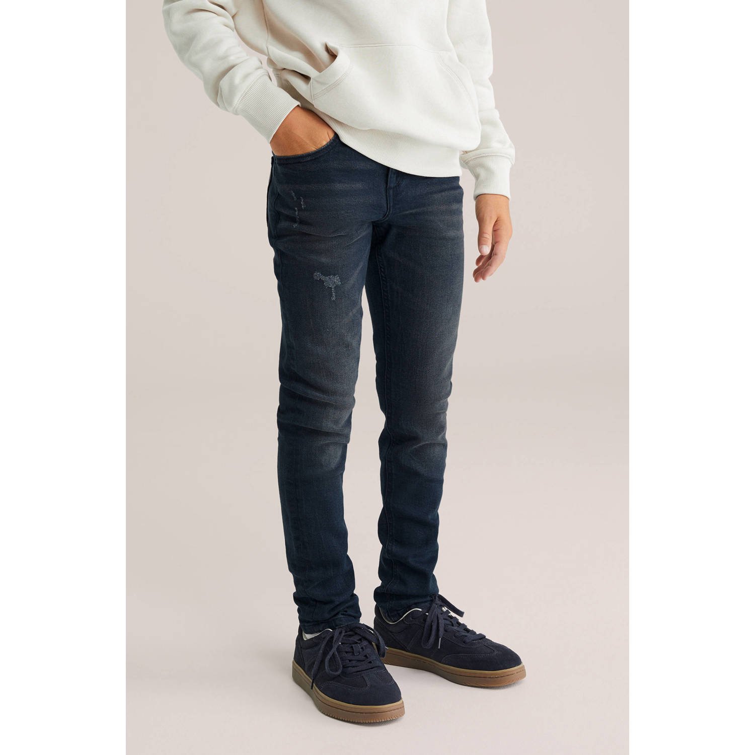 WE Fashion waist slim fit jeans dark blue denim
