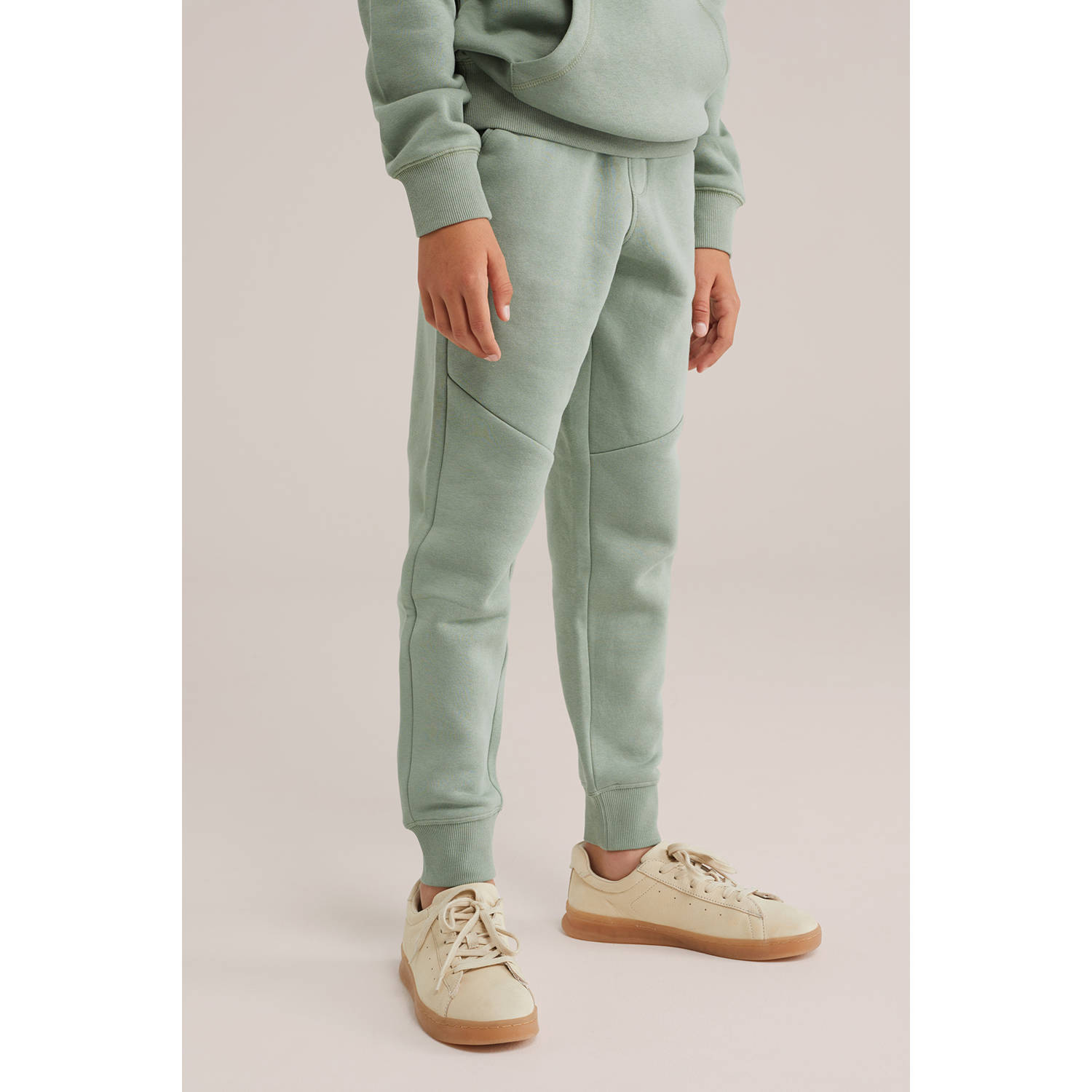 WE Fashion Blue Ridge slim sweatpant mintgroen