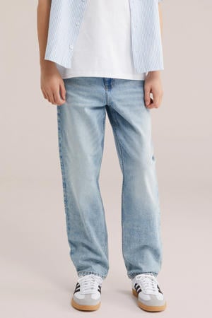 waist loose fit jeans light blue denim
