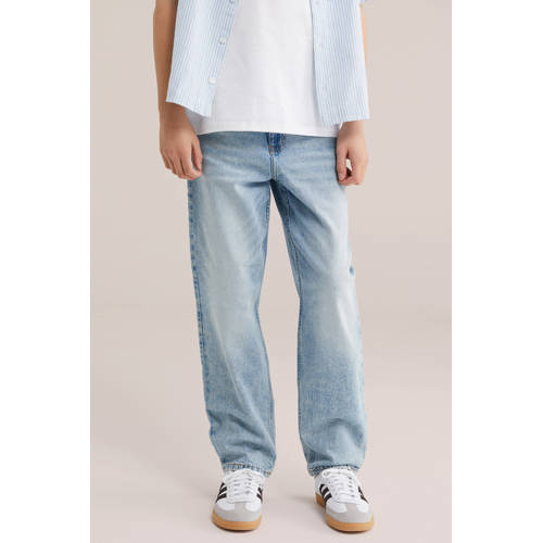 WE Fashion Blue Ridge waist loose fit jeans light blue denim afbeelding