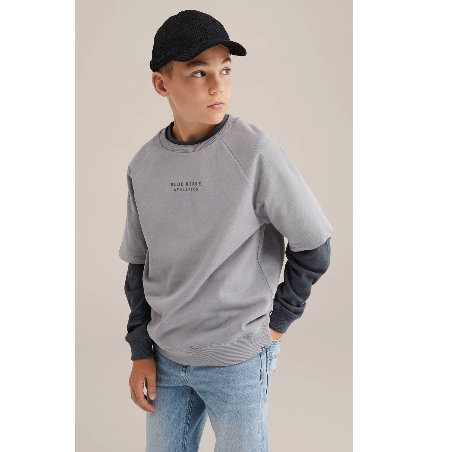 WE Fashion Blue Ridge sweater grijs