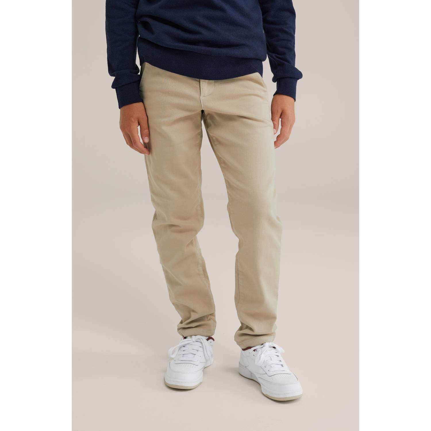 WE Fashion slim chino kaki