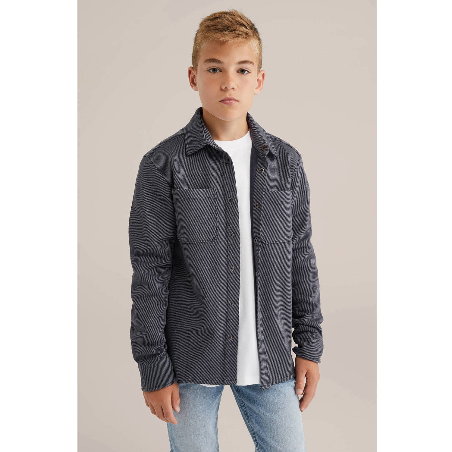 WE Fashion Blue Ridge overhemd antraciet