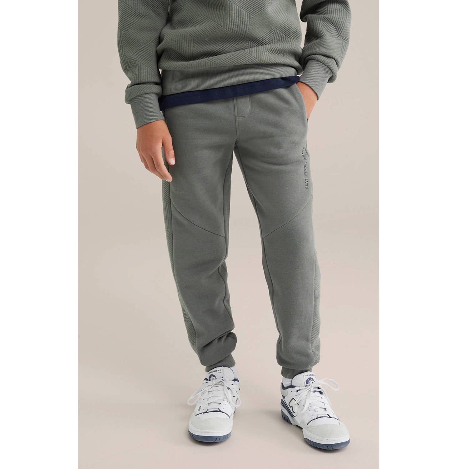 WE Fashion slim sweatpant grijsgroen