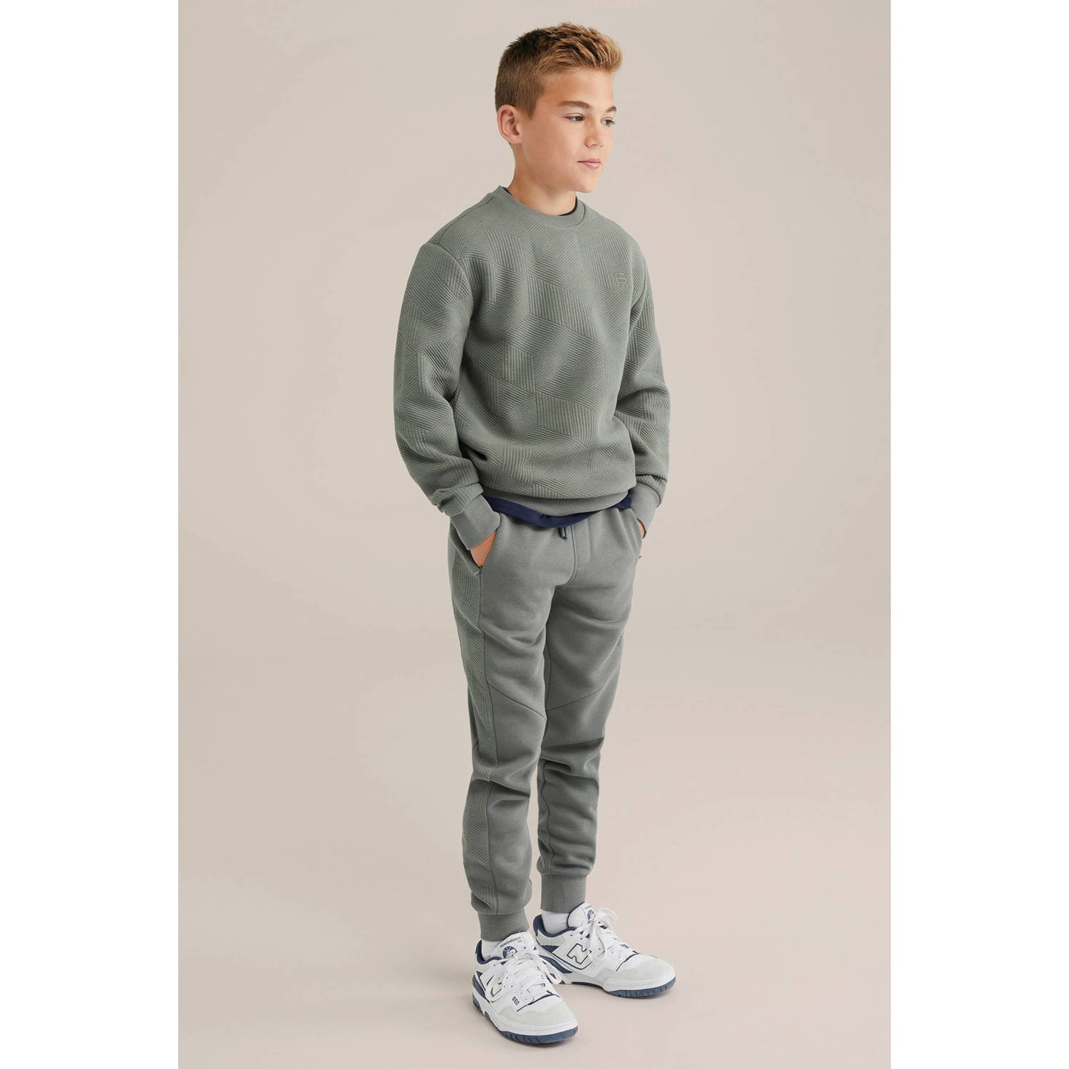 WE Fashion slim sweatpant grijsgroen