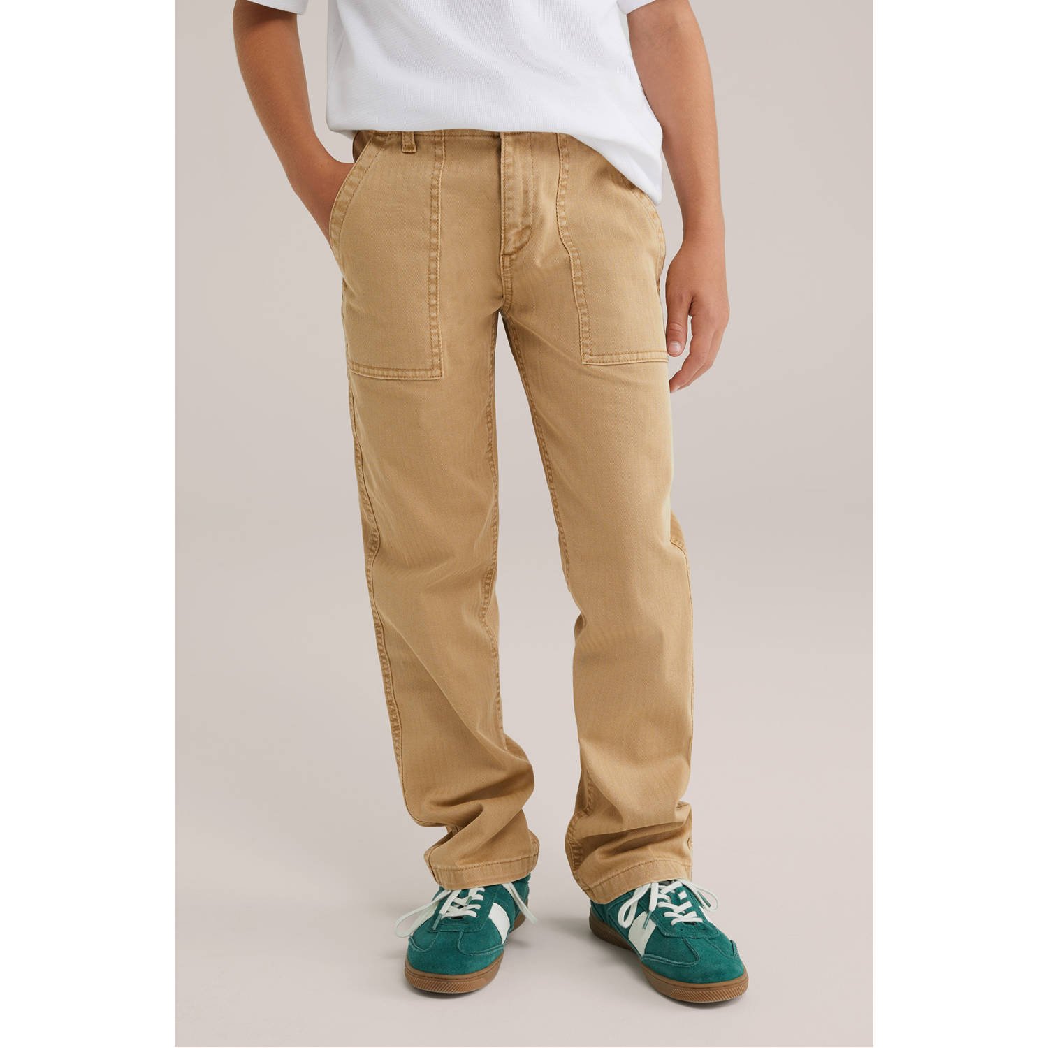 WE Fashion straight casual broek kaki
