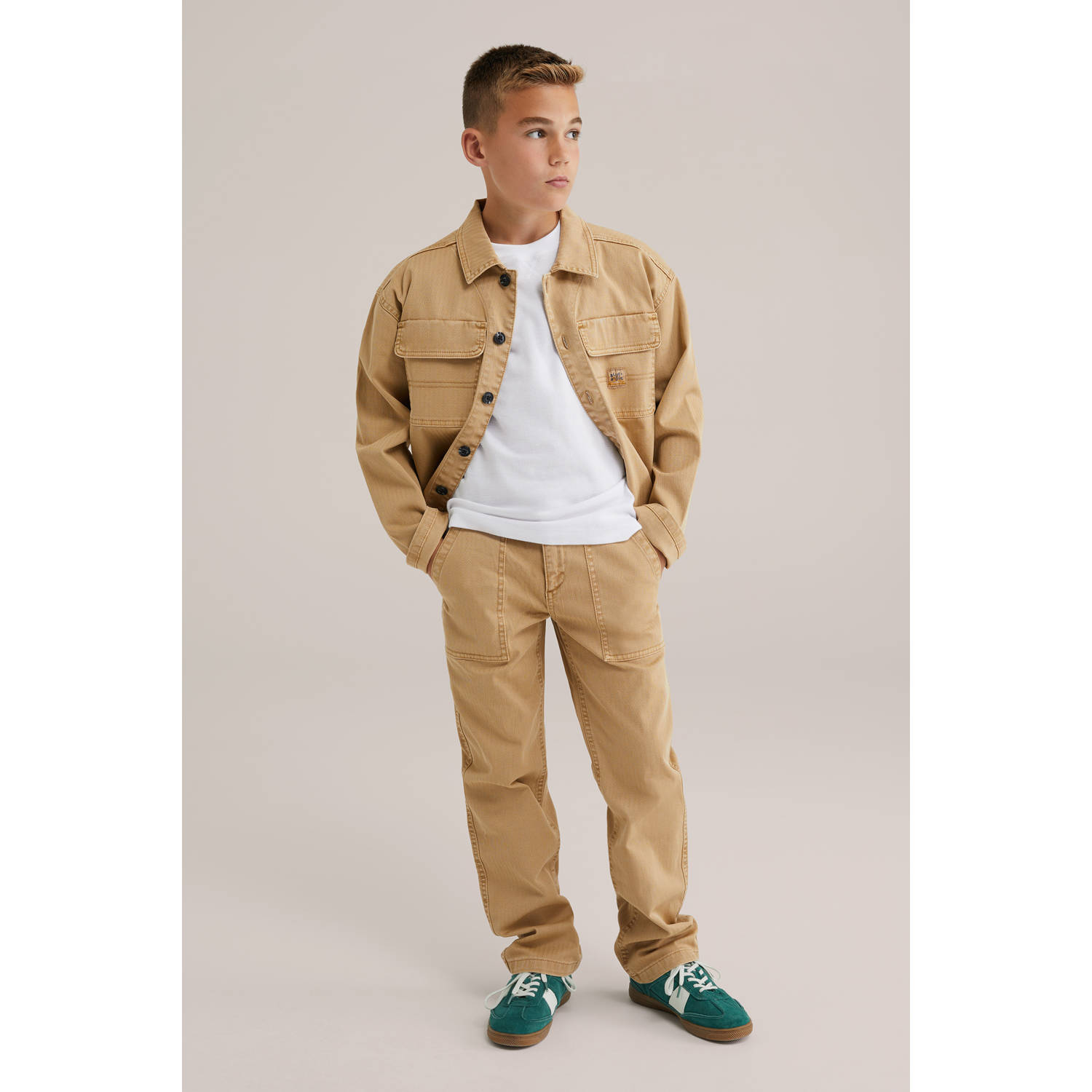 WE Fashion straight casual broek kaki
