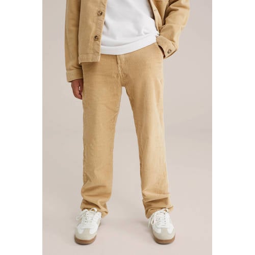 WE Fashion Blue Ridge corduroy loose casual broek beige afbeelding
