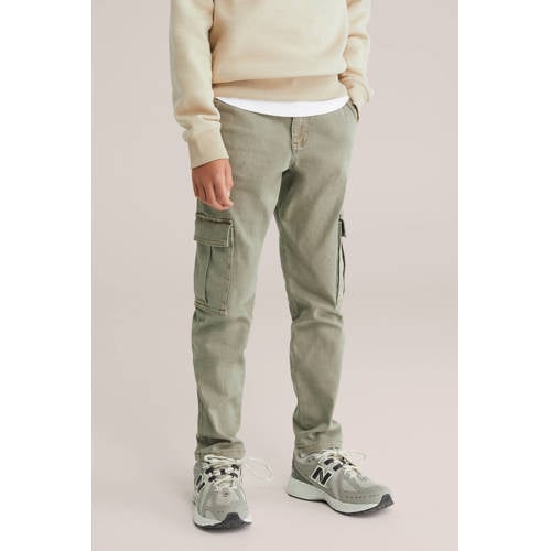 WE Fashion Blue Ridge waist tapered jeans kaki afbeelding