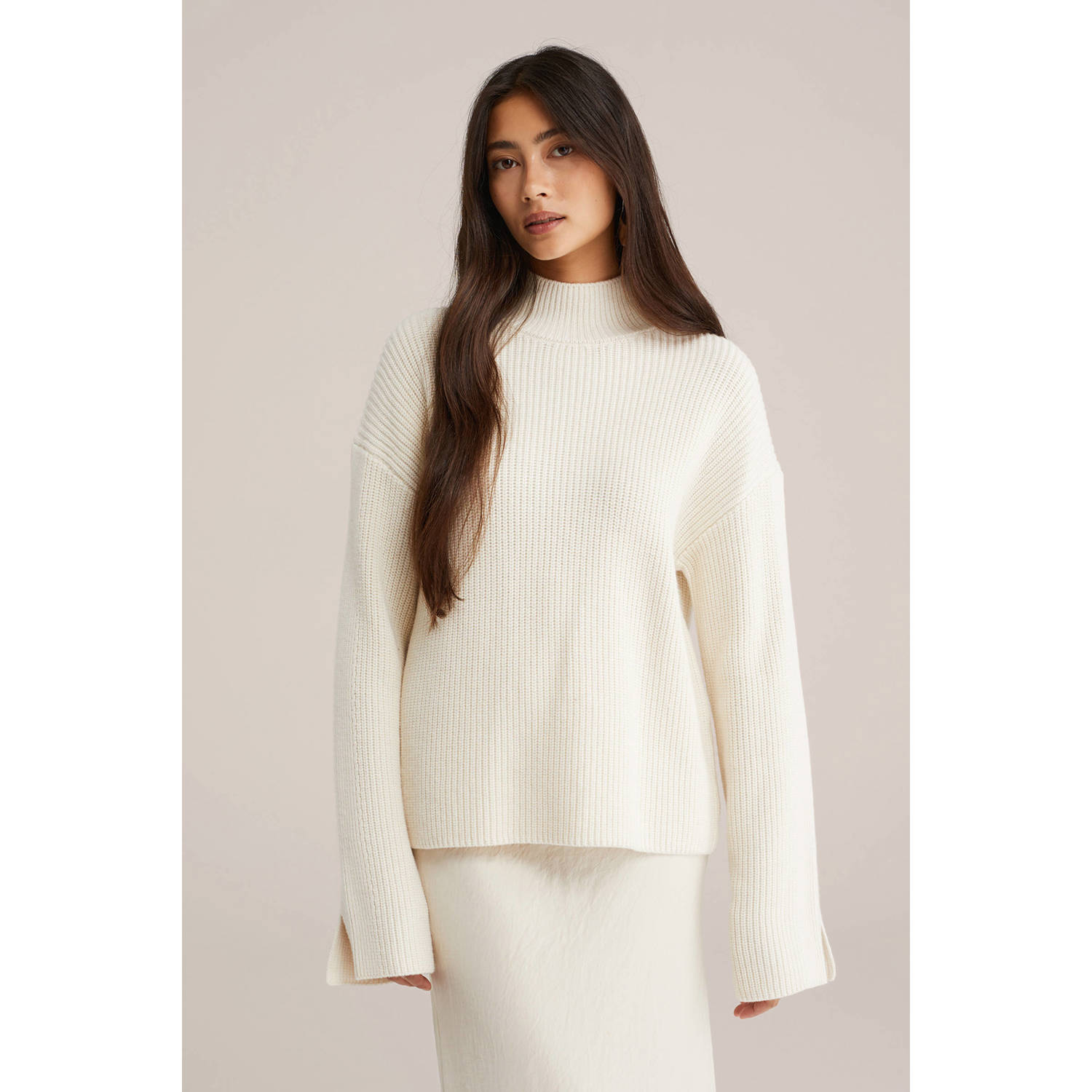 WE Fashion WE STUDIO wollen trui ecru gebreid