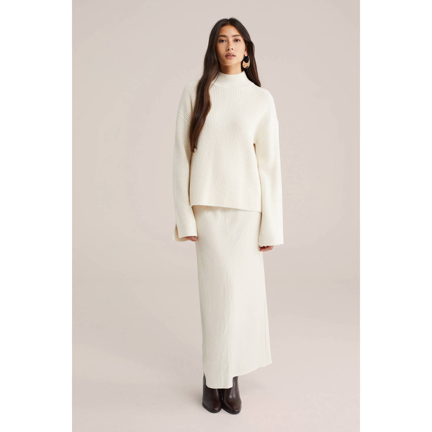 WE Fashion WE STUDIO wollen trui ecru gebreid