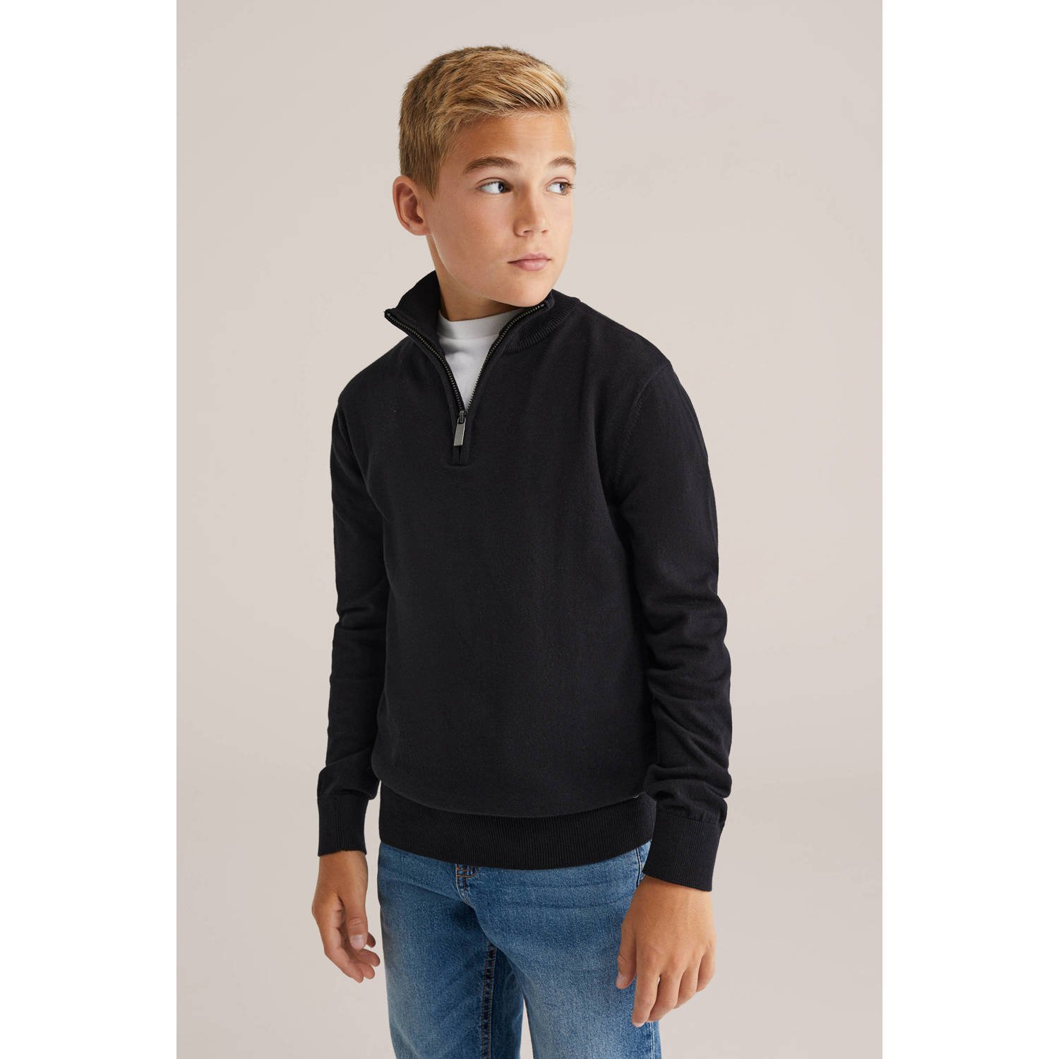 WE Fashion trui zwart fijn gebreid