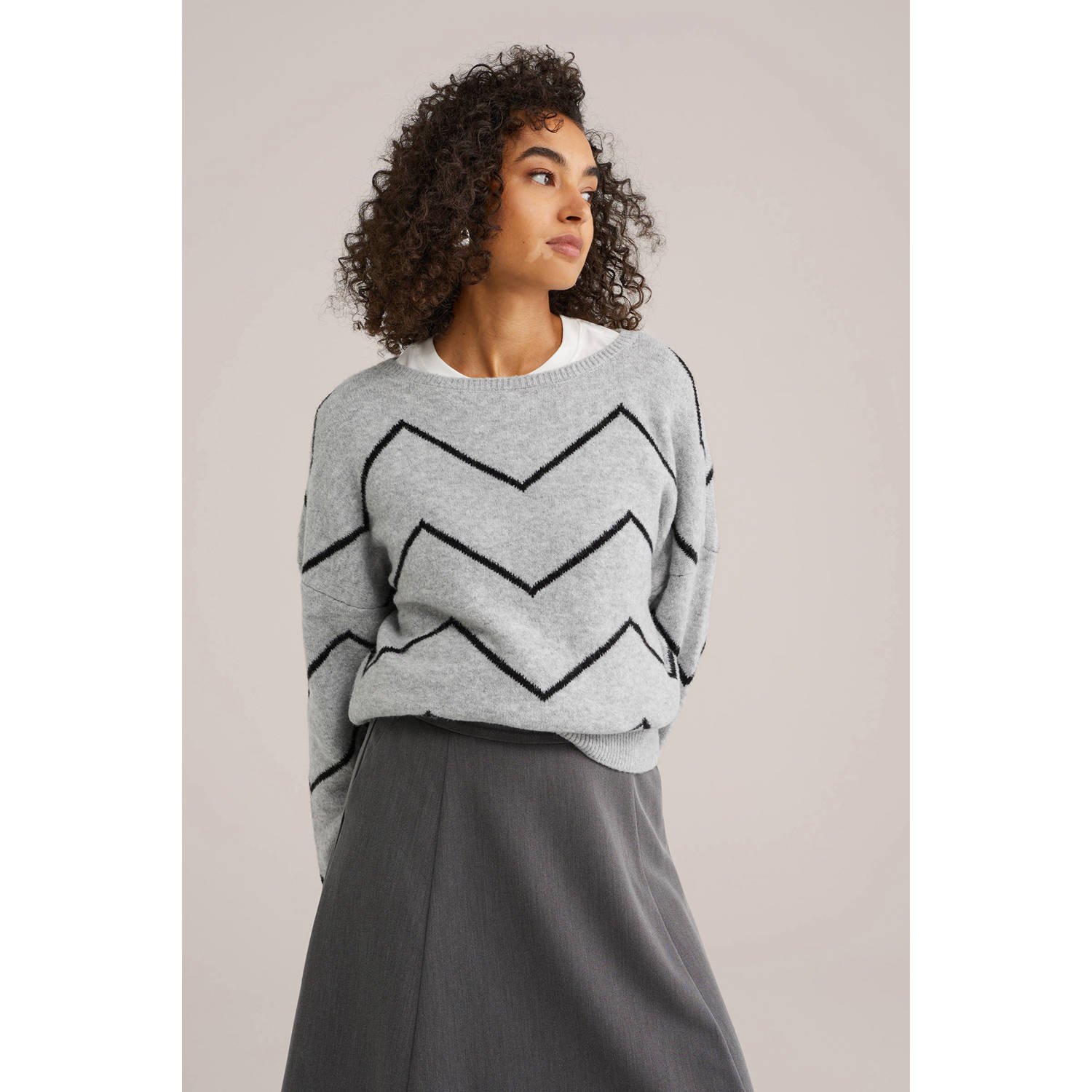 WE Fashion gebreide trui grijs