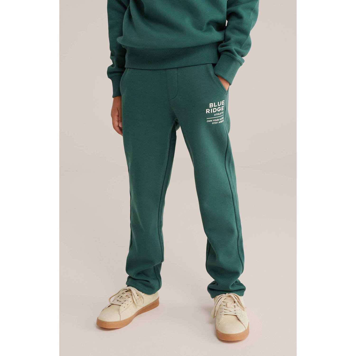 WE Fashion Blue Ridge straight sweatpant donkergroen