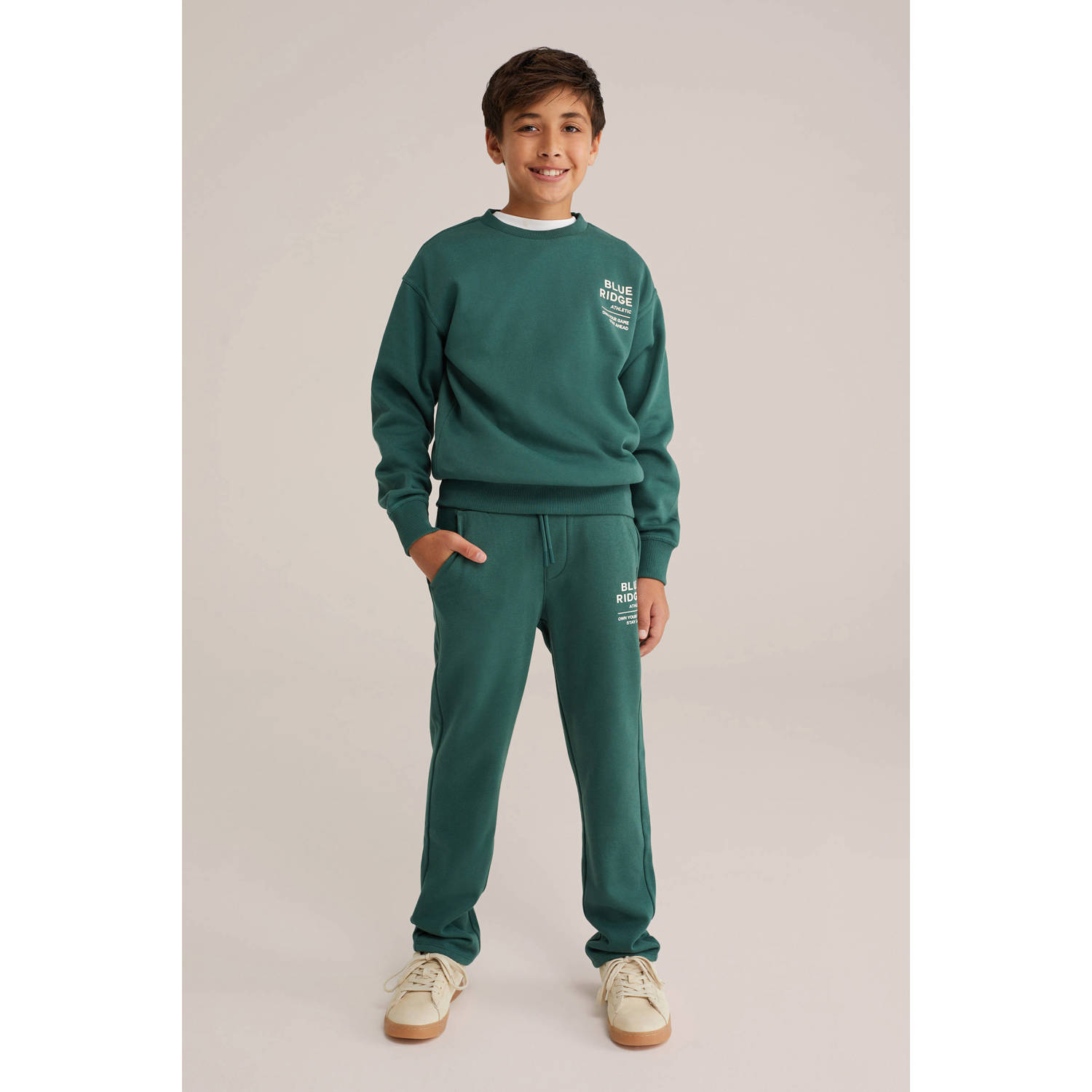 WE Fashion Blue Ridge straight sweatpant donkergroen