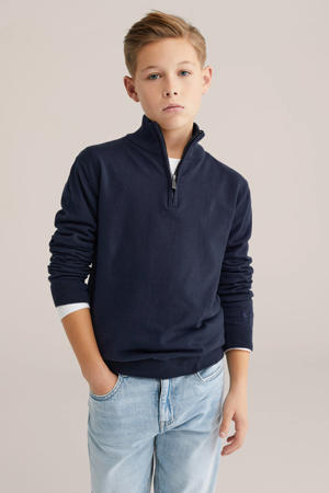 trui marineblauw fijn gebreid