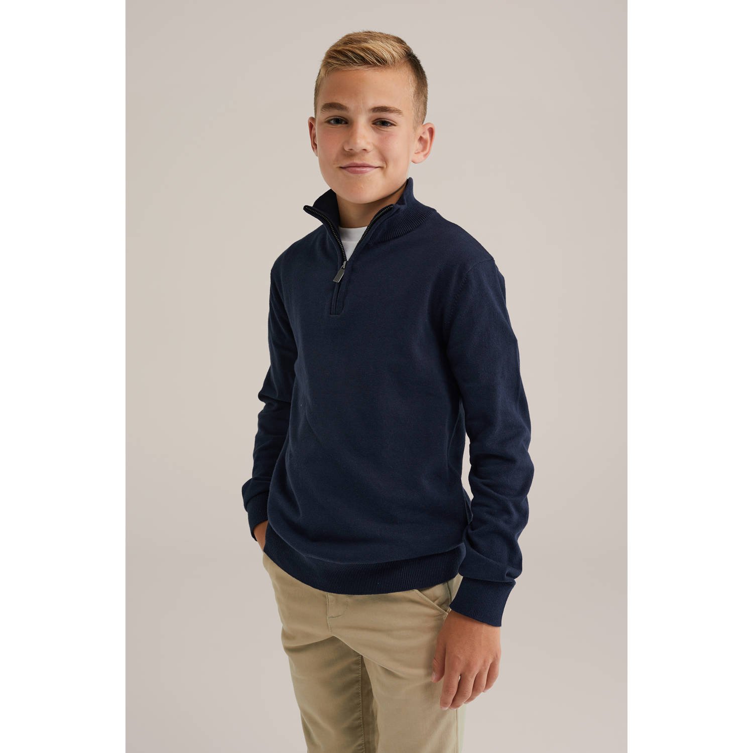 WE Fashion trui marine fijn gebreid