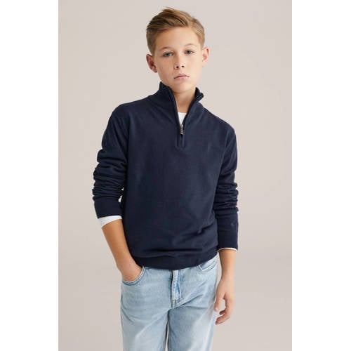 WE Fashion trui marine fijn gebreid afbeelding
