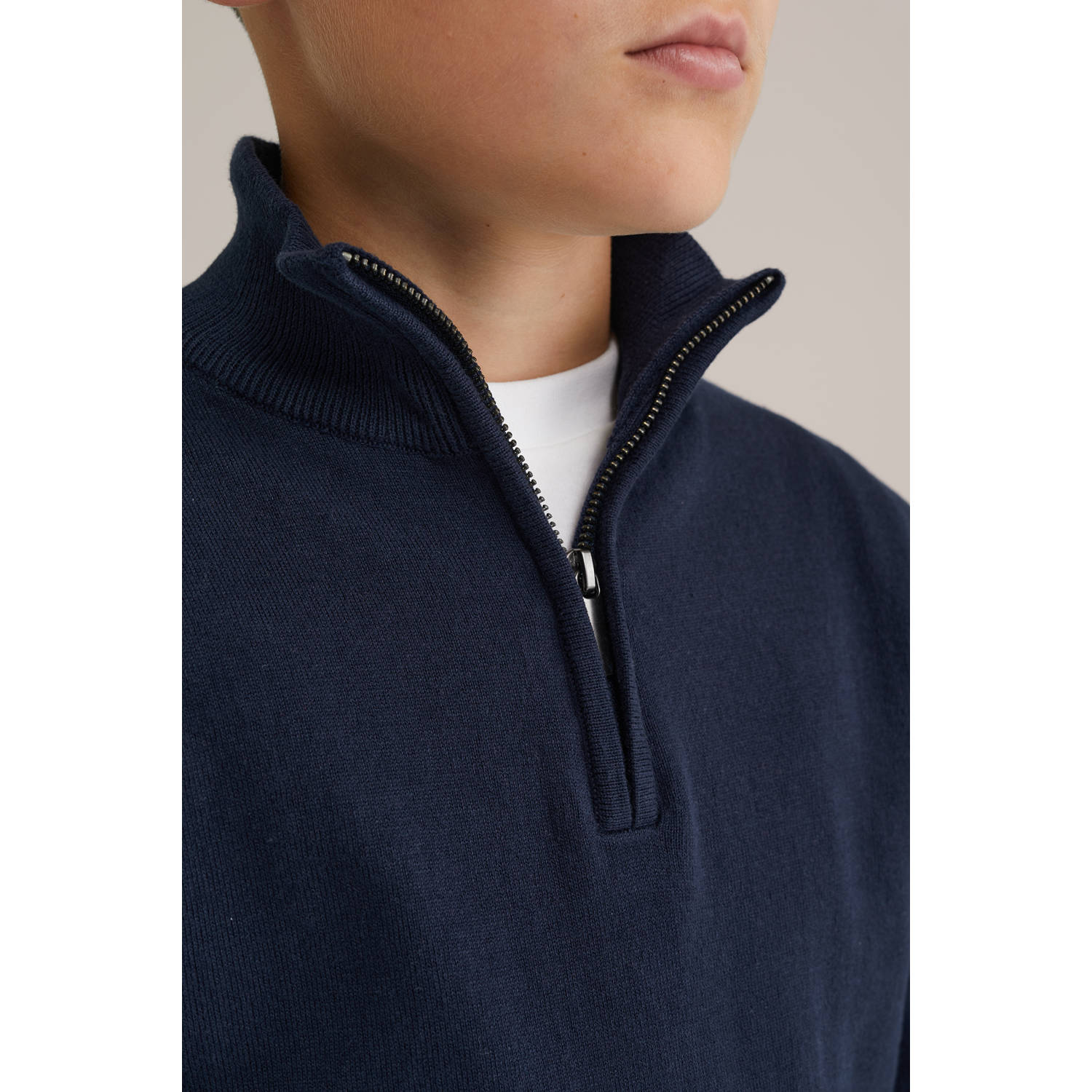 WE Fashion trui marine fijn gebreid