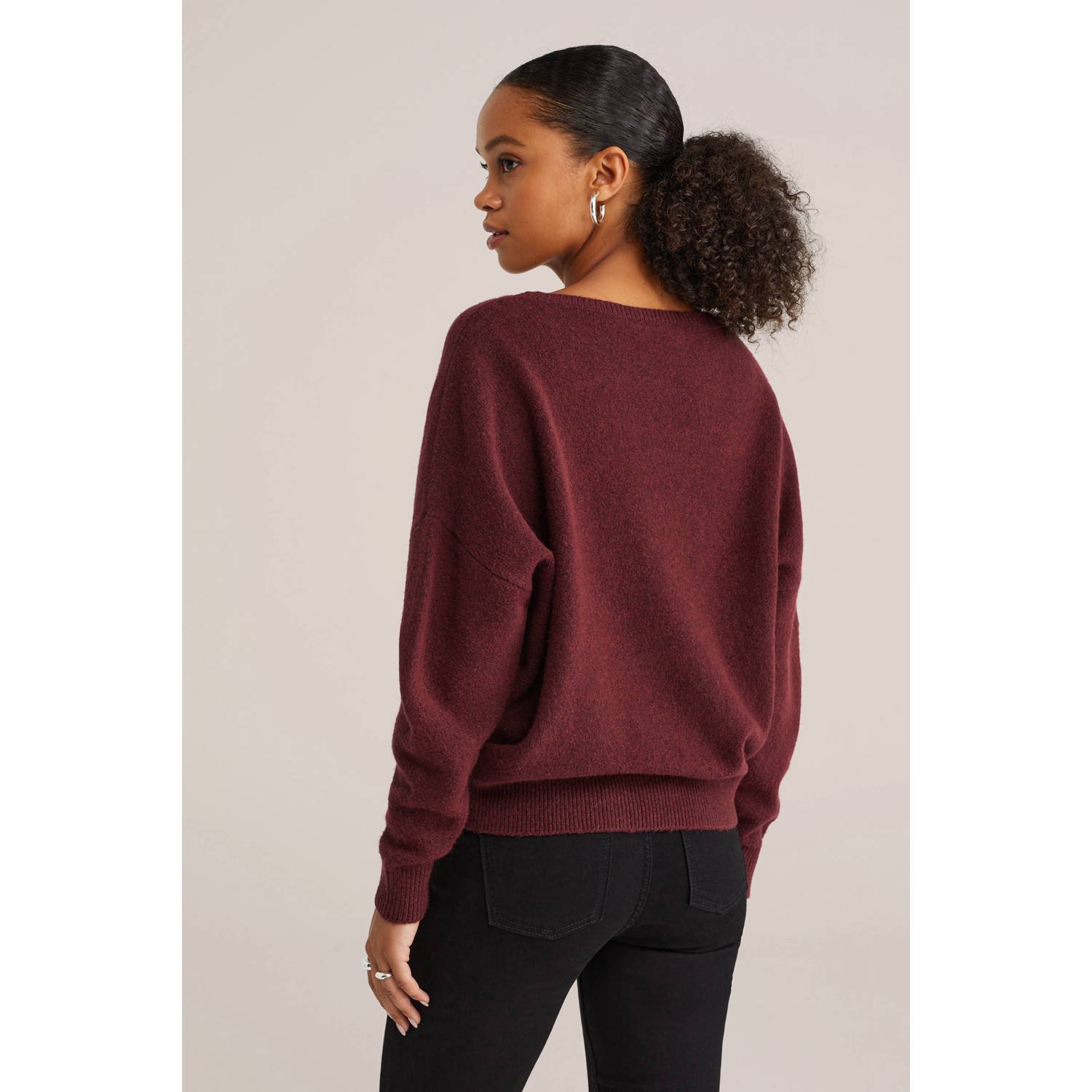 WE Fashion gebreide trui donkerrood