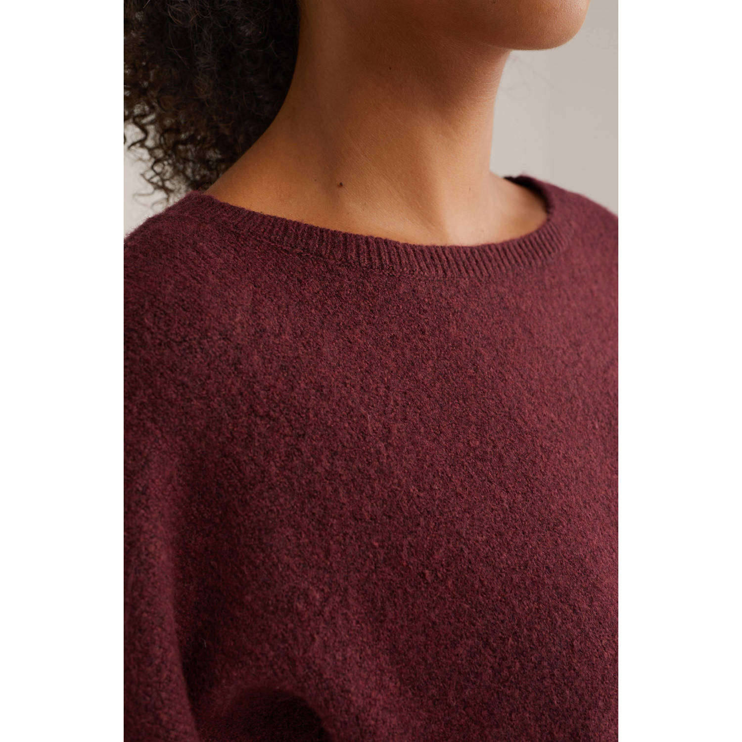 WE Fashion gebreide trui donkerrood