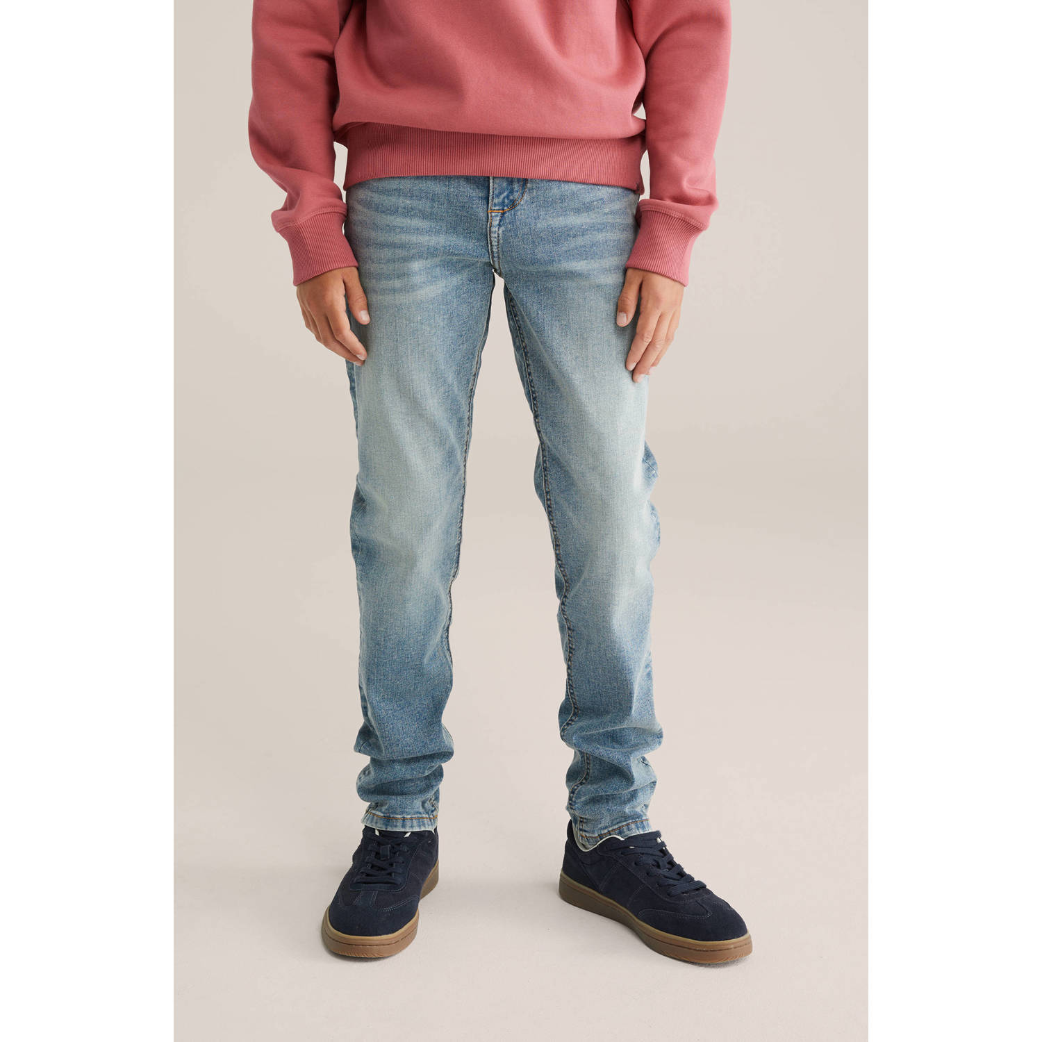 WE Fashion Blue Ridge waist slim fit jeans light blue denim