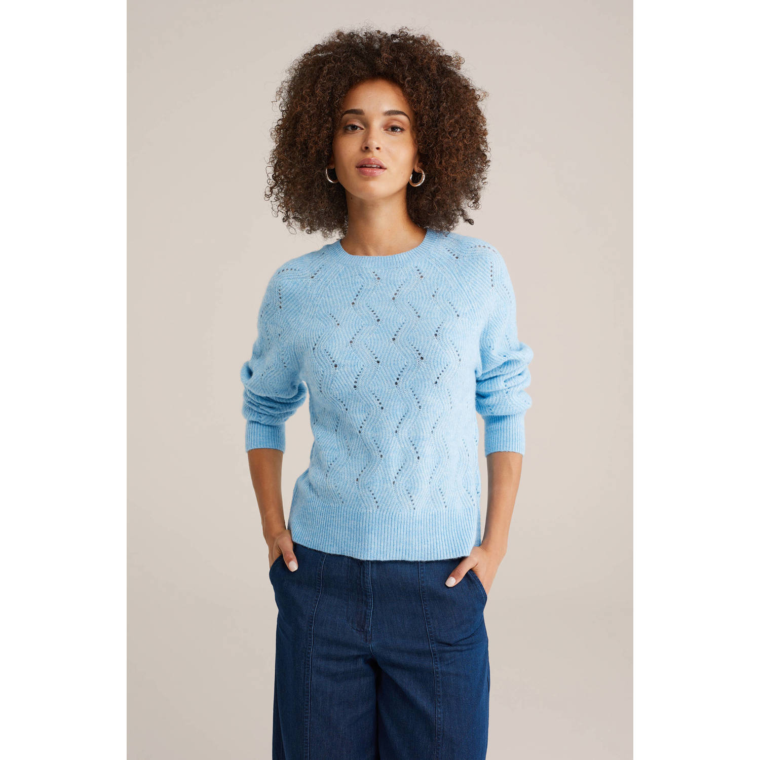 WE Fashion wollen trui lichtblauw