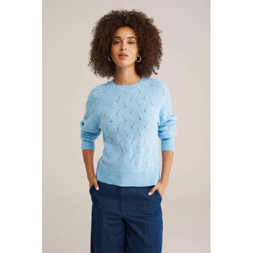 WE Fashion wollen trui lichtblauw afbeelding