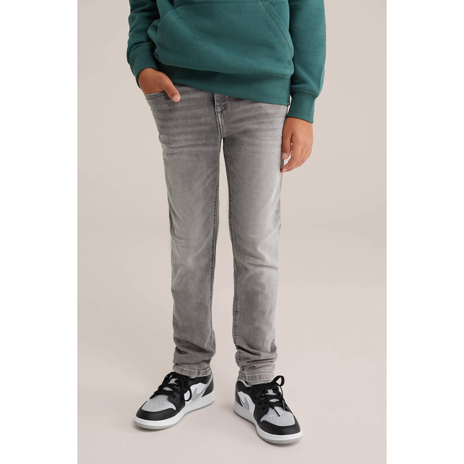 WE Fashion Blue Ridge waist slim fit jeans grey denim