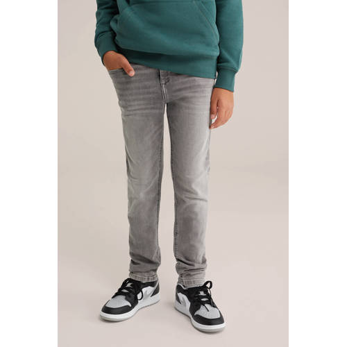 WE Fashion Blue Ridge waist slim fit jeans grey denim afbeelding