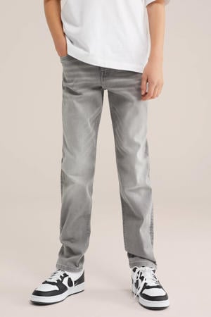 waist tapered jeans grey denim