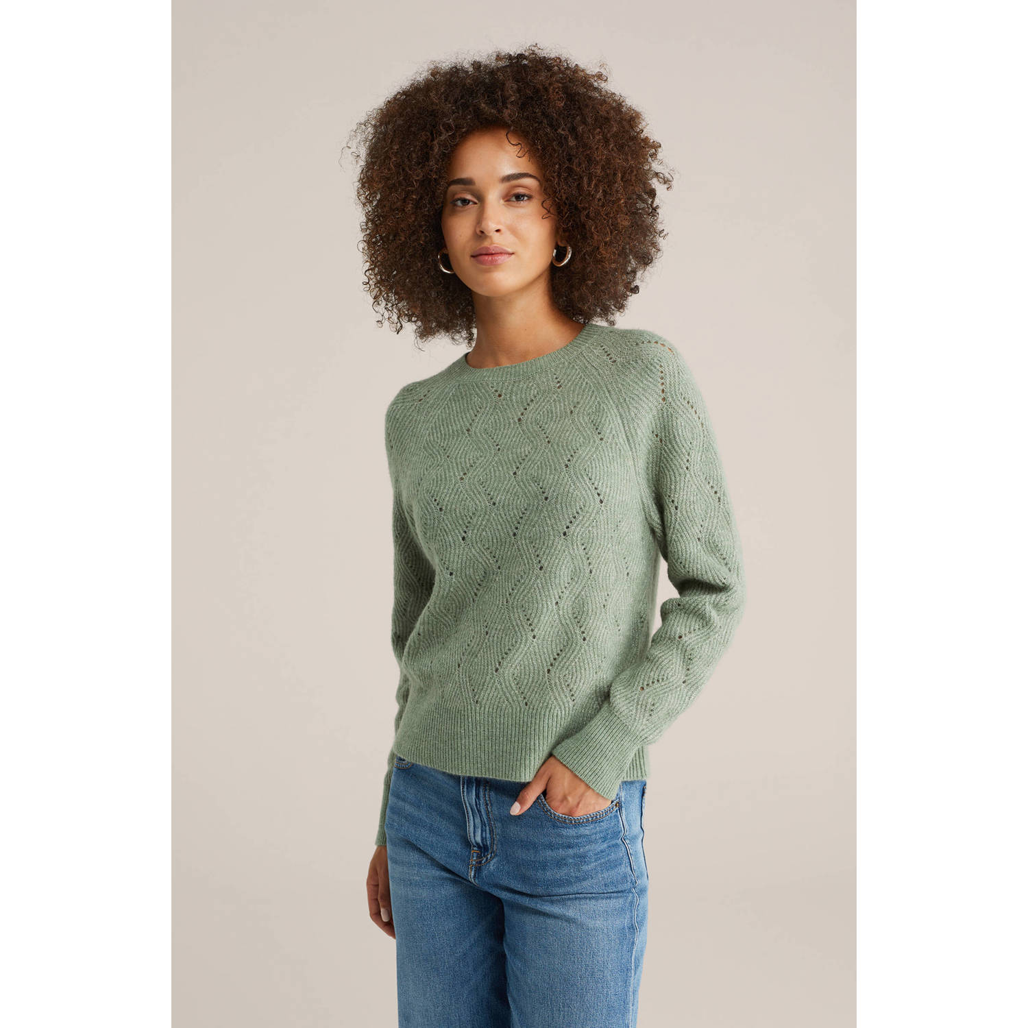 WE Fashion wollen trui lichtgroen