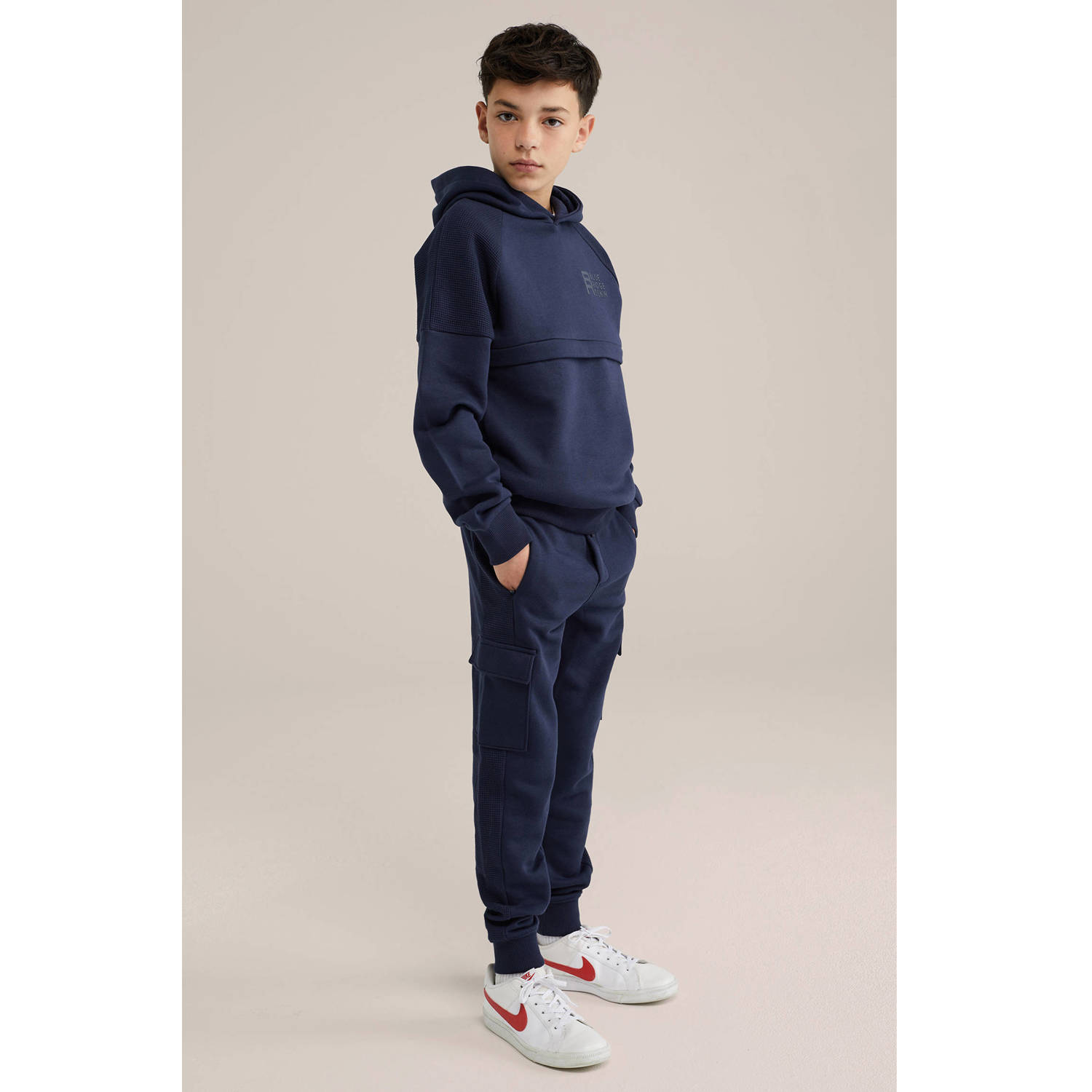 WE Fashion Blue Ridge slim casual broek marine