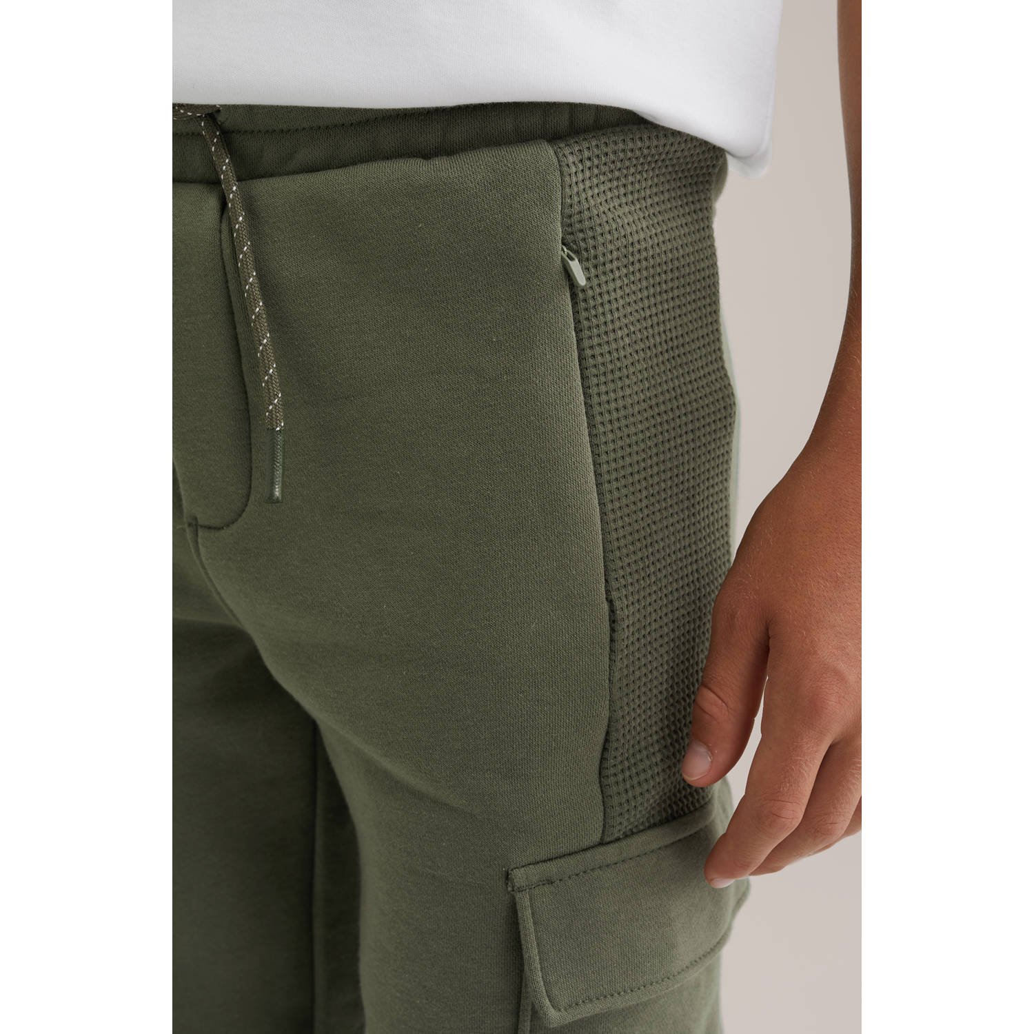 WE Fashion Blue Ridge slim casual broek olijfgroen