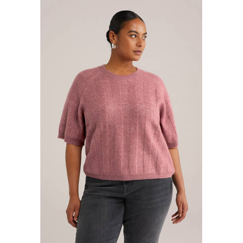 WE Fashion Curve gebreide trui met wol oudroze afbeelding