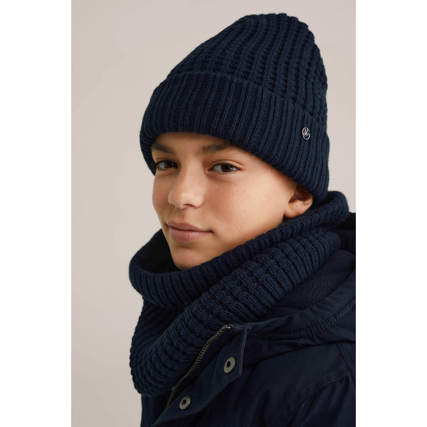 WE Fashion muts donkerblauw