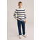 WE Fashion Blue Ridge gestreepte trui ecru rib gebreid