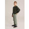 WE Fashion Blue Ridge gestreepte trui groen rib gebreid