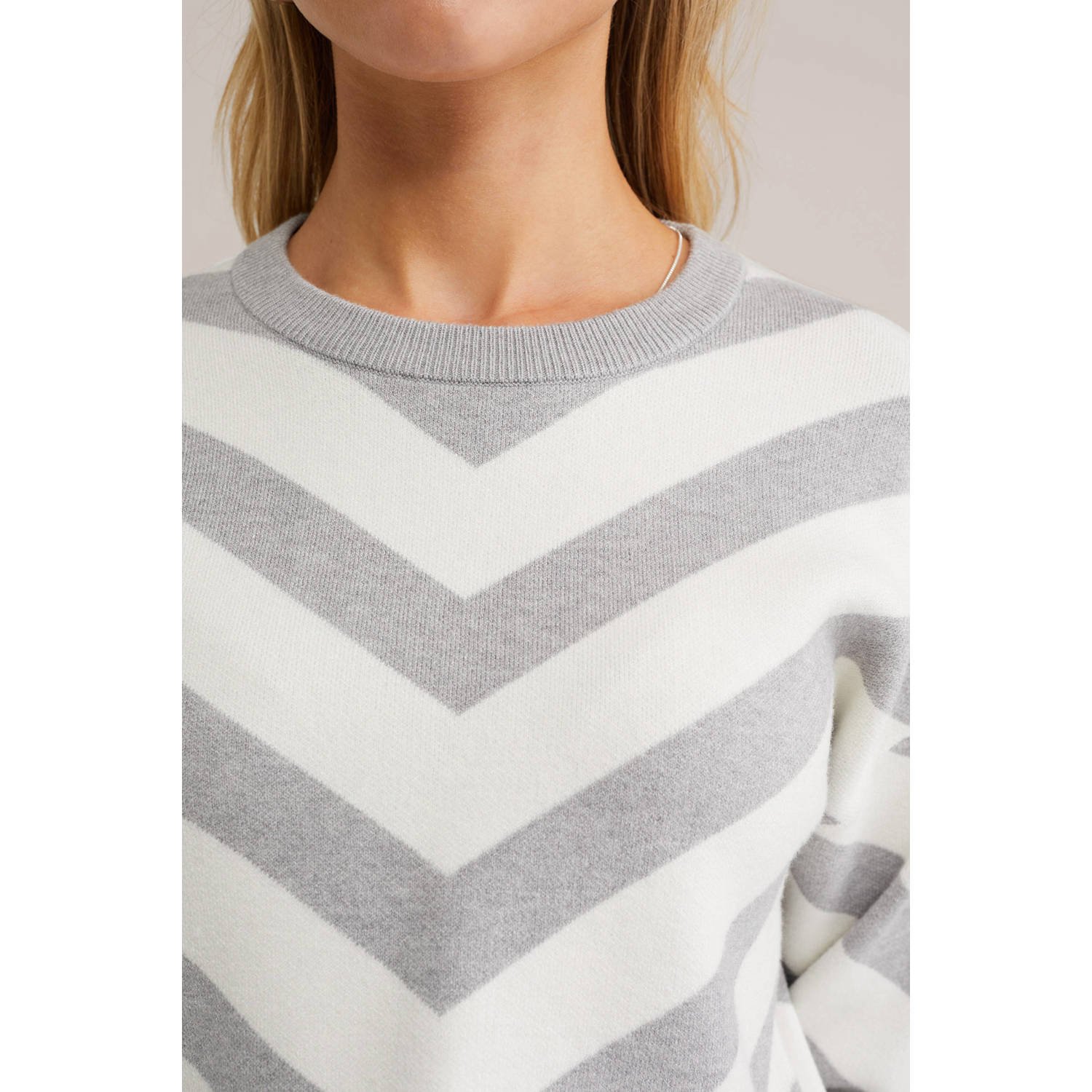 WE Fashion trui grijs fijn gebreid